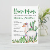 ラマ愛水彩画のベビーシャワーの招待状 招待状 (スタンド正面)