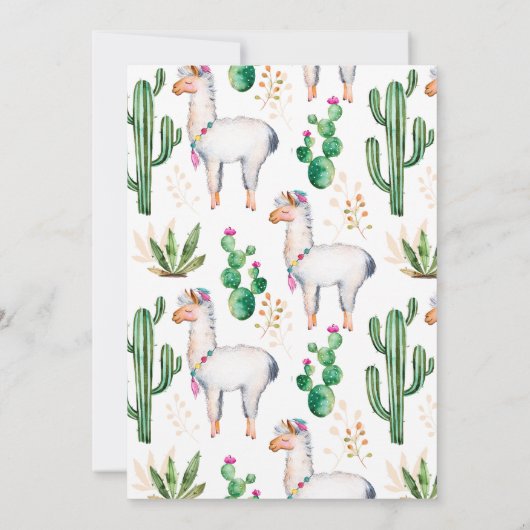 ラマ愛水彩画のベビーシャワーの招待状 招待状 (裏面)