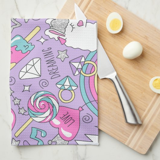 ラマ模様1 キッチンタオル (四つ折り)