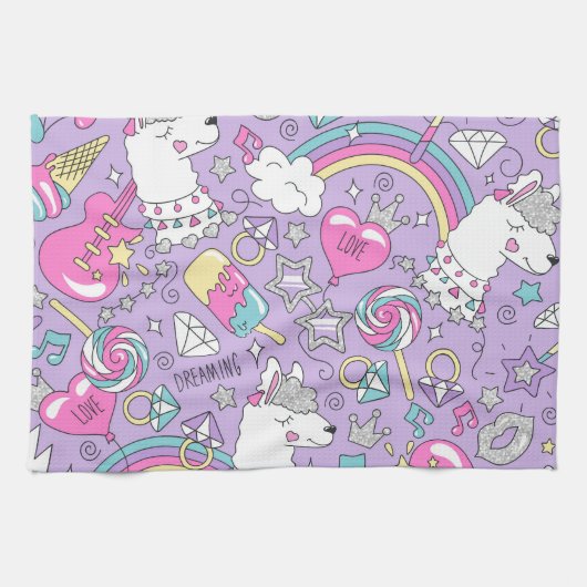 ラマ模様1 キッチンタオル (横)