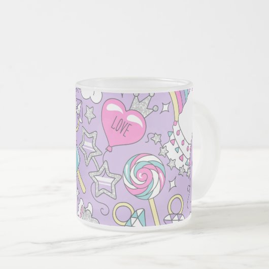 ラマ模様1 フロストグラスマグカップ (正面右)