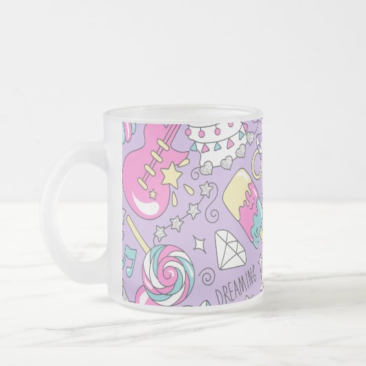 ラマ模様1 フロストグラスマグカップ (左)