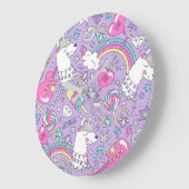 ラマ模様1 ラージ壁時計 (傾斜)