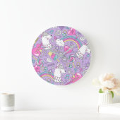 ラマ模様1 ラージ壁時計 (ホーム)