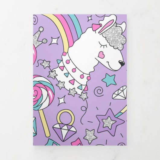 ラマ模様1 三つ折りクリスマスカード (カバー)