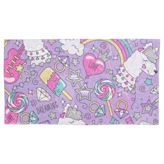 ラマ模様1 枕カバー (正面)