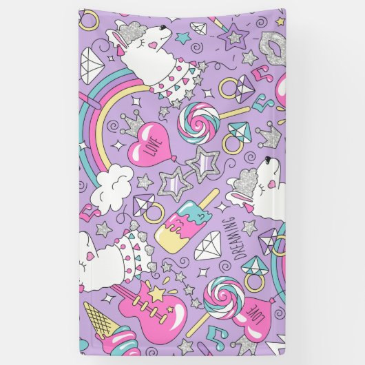 ラマ模様1 横断幕 (縦)