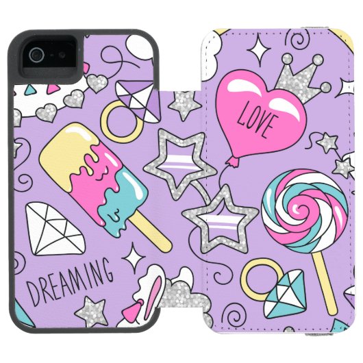 ラマ模様1 INCIPIO iPhoneウォレットケース (フォリオ Open)