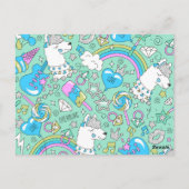 ラマ模様2 ポストカード (裏面)