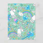 ラマ模様2 ポストカード (正面)