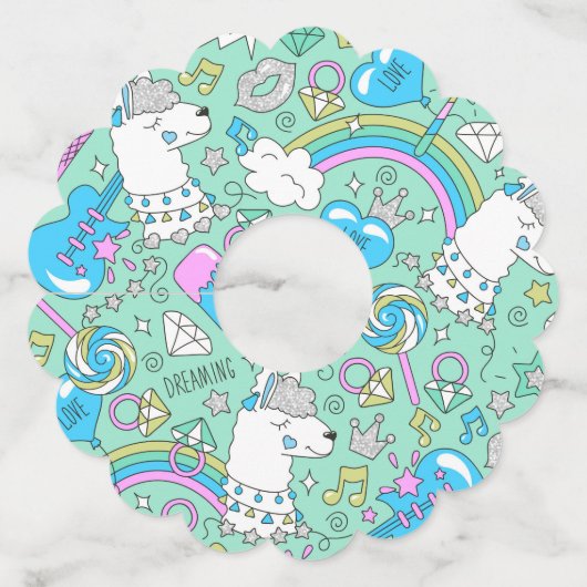 ラマ模様2 ワイングラスタグ (裏面)