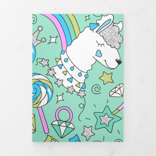 ラマ模様2 三つ折りクリスマスカード (カバー)