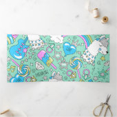 ラマ模様2 三つ折りクリスマスカード (内部)