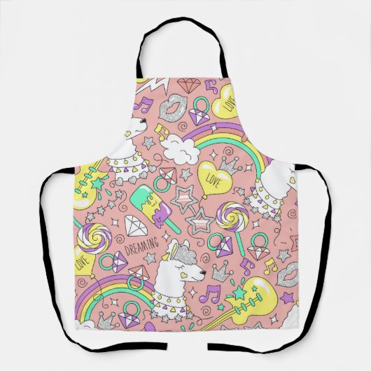 ラマ模様3 エプロン (正面)