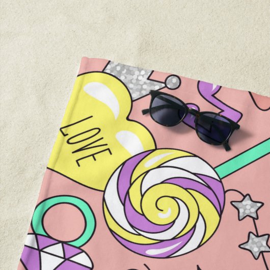 ラマ模様3 ビーチタオル (インサイチュ)