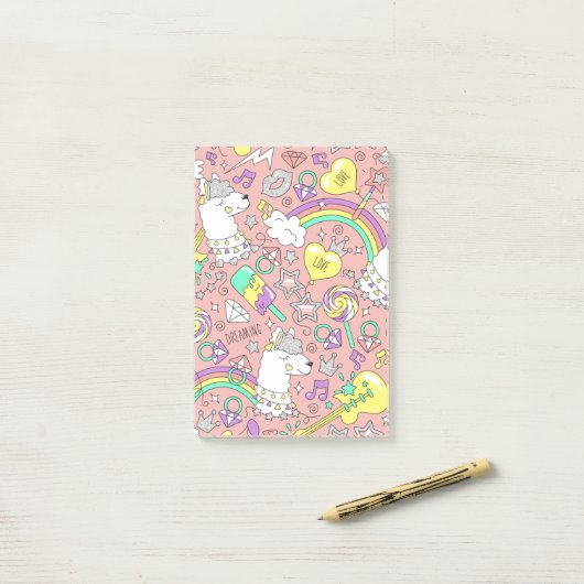 ラマ模様3 ポストイット (デスク上)