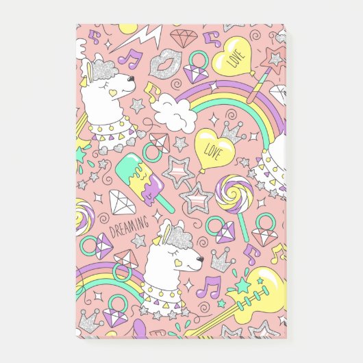 ラマ模様3 ポストイット (正面)