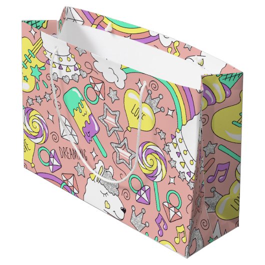 ラマ模様3 ラージペーパーバッグ (裏面アングル)
