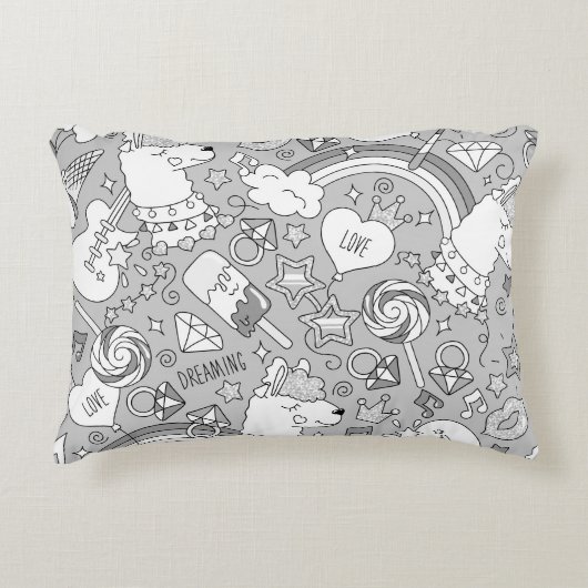 ラマ模様4 アクセントクッション (正面)