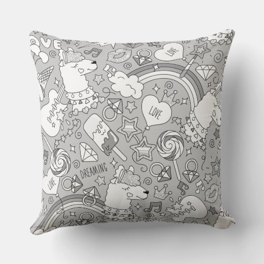 ラマ模様4 クッション (裏面)