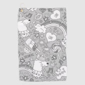 ラマ模様4 ゴルフタオル (正面)