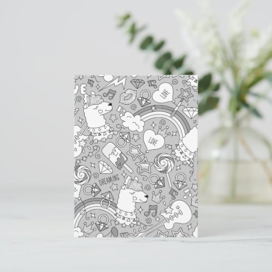 ラマ模様4 シーズンポストカード (スタンド正面)