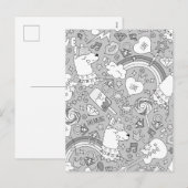 ラマ模様4 シーズンポストカード (正面/裏面)