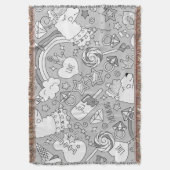 ラマ模様4 スローブランケット (正面縦)