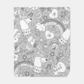 ラマ模様4 フリースブランケット (正面)