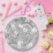 ラマ模様4 ペーパープレート (パーティー)