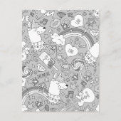 ラマ模様4 ポストカード (正面)