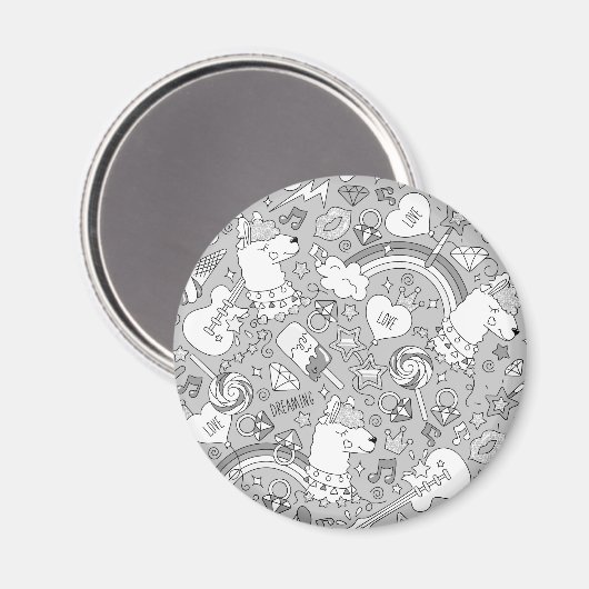 ラマ模様4 マグネット (正面/裏面)