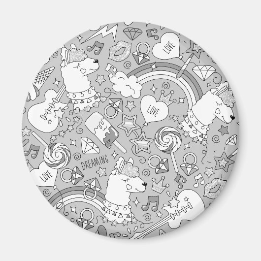 ラマ模様4 マグネット (正面)