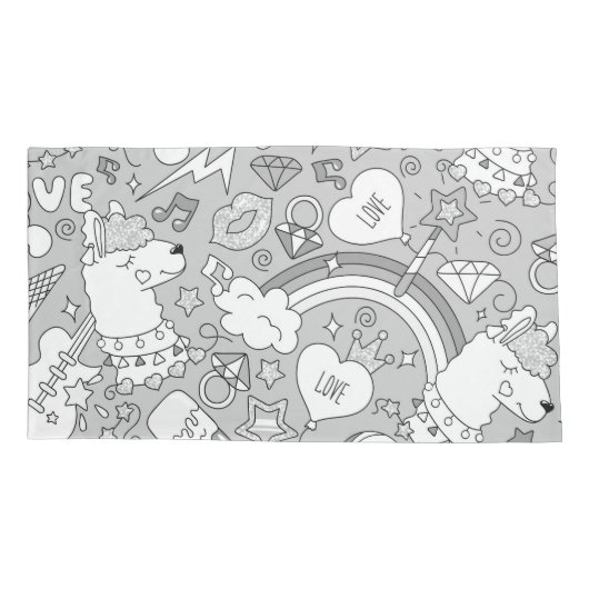 ラマ模様4 枕カバー (裏面)