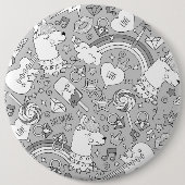 ラマ模様4 缶バッジ (正面)