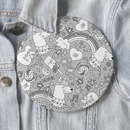 ラマ模様4 缶バッジ (インサイチュ)