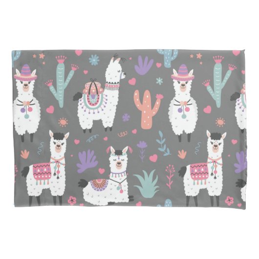 ラマ模様 枕カバー (正面左)