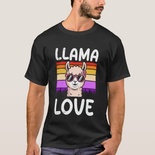 ラマ母さん大好き レトロでおもしろい 未来のママさんへ Tシャツ (正面)