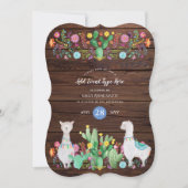 ラマ素朴ウォーター色フォーク花ANYイベント 招待状 (正面)