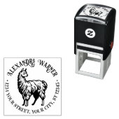 ラマ素朴#2ラウンドネーム差出人住所 セルフインキングスタンプ (インサイチュ)