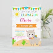 ラマ誕生日の招待アルパカパーティの招待状 招待状 (スタンド正面)