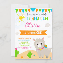 ラマ誕生日の招待アルパカパーティの招待状 招待状