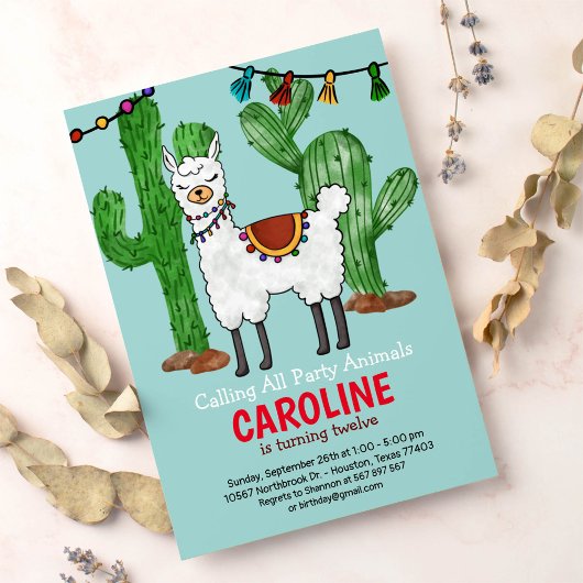 ラマ誕生日パーティーの招待状 招待状