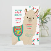 ラマ誕生日パーティーの招待、ニュートラルジェンダー 招待状 (スタンド正面)