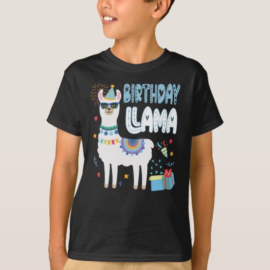 ラマ誕生日パーティーの衣装のための男の子の誕生日ギフト Tシャツ (正面)