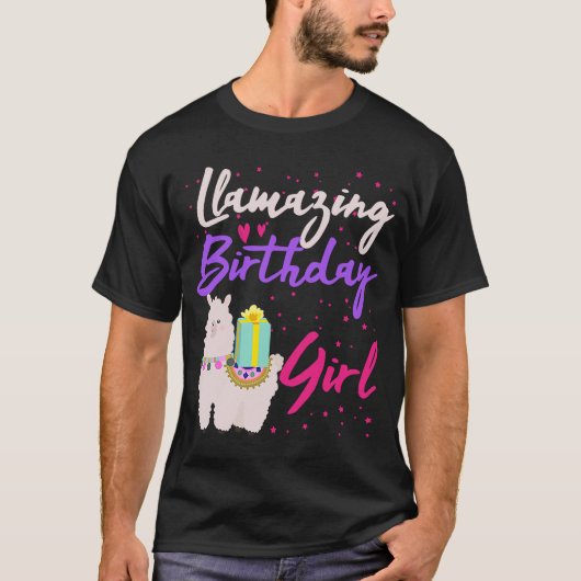 ラマ誕生日パーティーLlaming Cute Girls 7th 8th Tシャツ (正面)