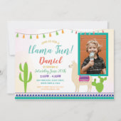 ラマ誕生日フォトカクタスパーティーフィエスタ招待状 招待状 (正面)