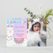 ラマ誕生日フォト招待状 招待状 (スタンド正面)