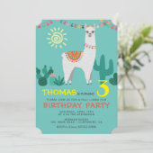 ラマ誕生日ボーイ招待状 招待状 (スタンド正面)