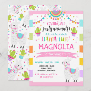 ラマ誕生日招待状ホールラマおもしろいパーティー 招待状